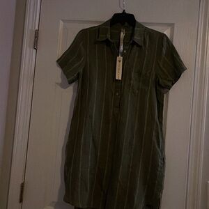 Beautiful dark green striped Linen dress by UNCLE FRANK !!!!